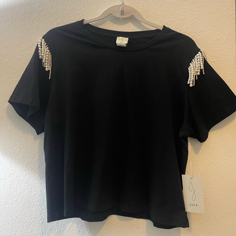 New Black Joie Shirt w/Pearls on shoulders. New w/tag